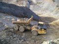 Construction dump truck mining in the mountains