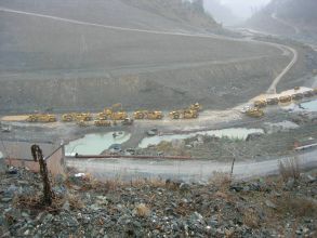 Construction Dam and Levee in the Mountains