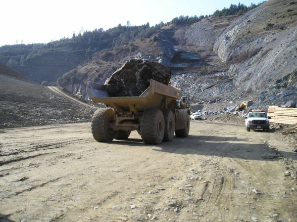 Construction truck mining in the mountains
