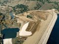 Overview of construction site of a dam and levee
