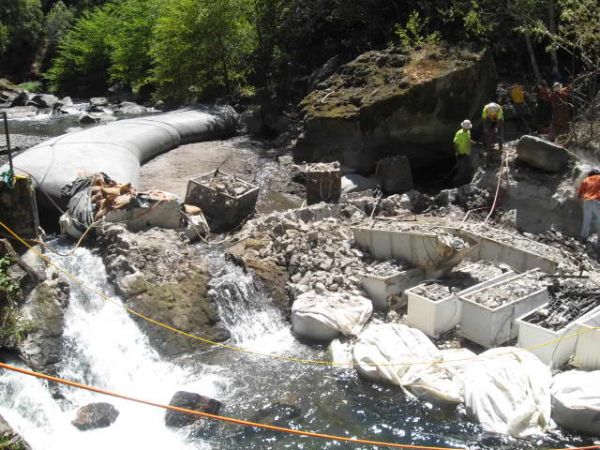 Construction site of dam and levee
