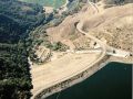 Overview of construction site of a dam and levee