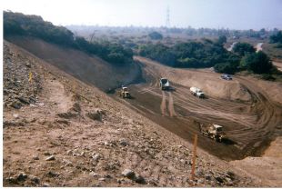 Construction site of dam and levee