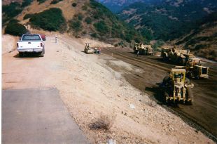 Construction site of dam and levee