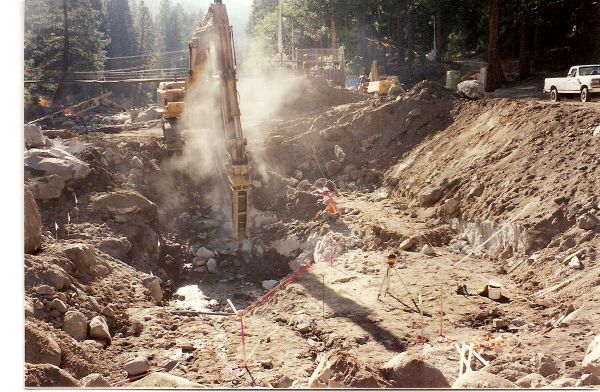 Construction site of dam and levee